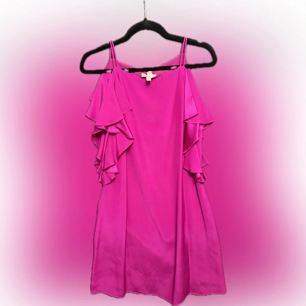 Lilly Pulitzer Pink Silk Ruffled Mini Sundress XS $188 - Picture 3 of 3